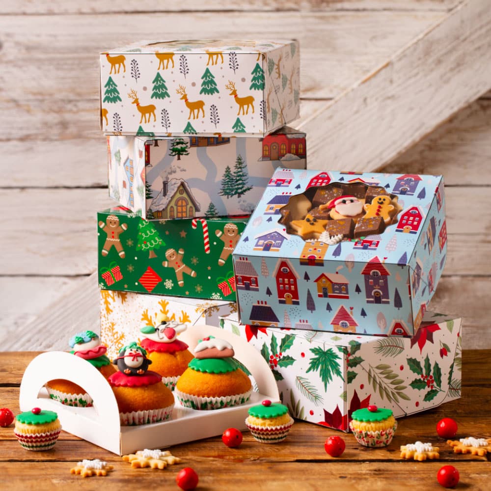 Boîtes à Cupcakes De Noël Avec Fenêtre - Lot De 12, Carton Kraft, Pour Emballage Cadeau Pâtisserie