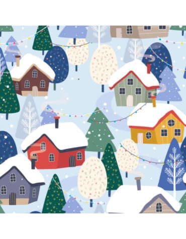 Scatola con inserto per Cupcakes e dolcetti Villaggio di Natale