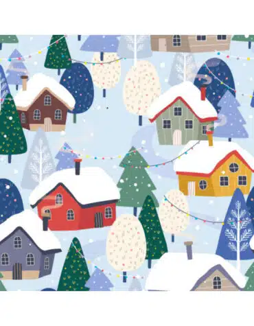 Scatola con inserto per Cupcakes e dolcetti Villaggio di Natale