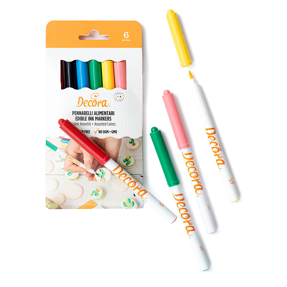 Edible Markers In Various Colours 6 Pieces Set 1255001 DECORA