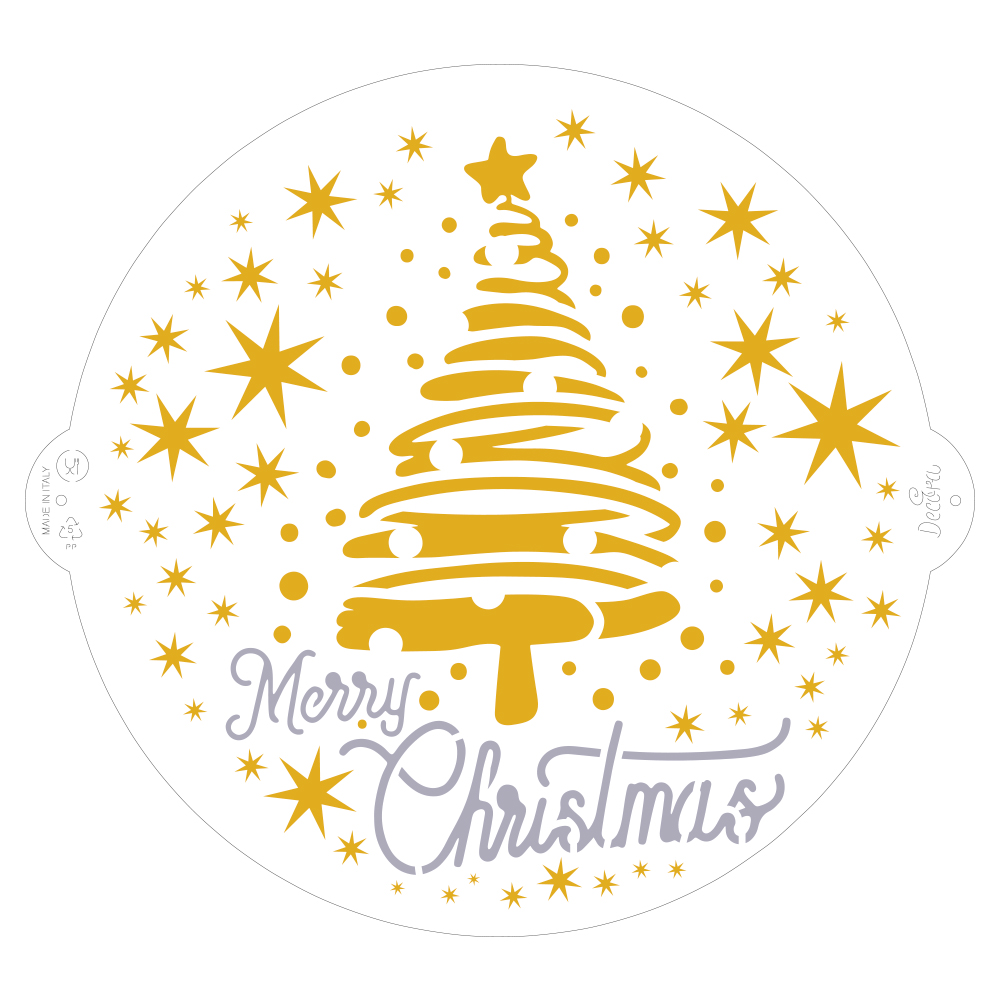 Árvore do Feliz Natal & estêncil das estrelas - Decora