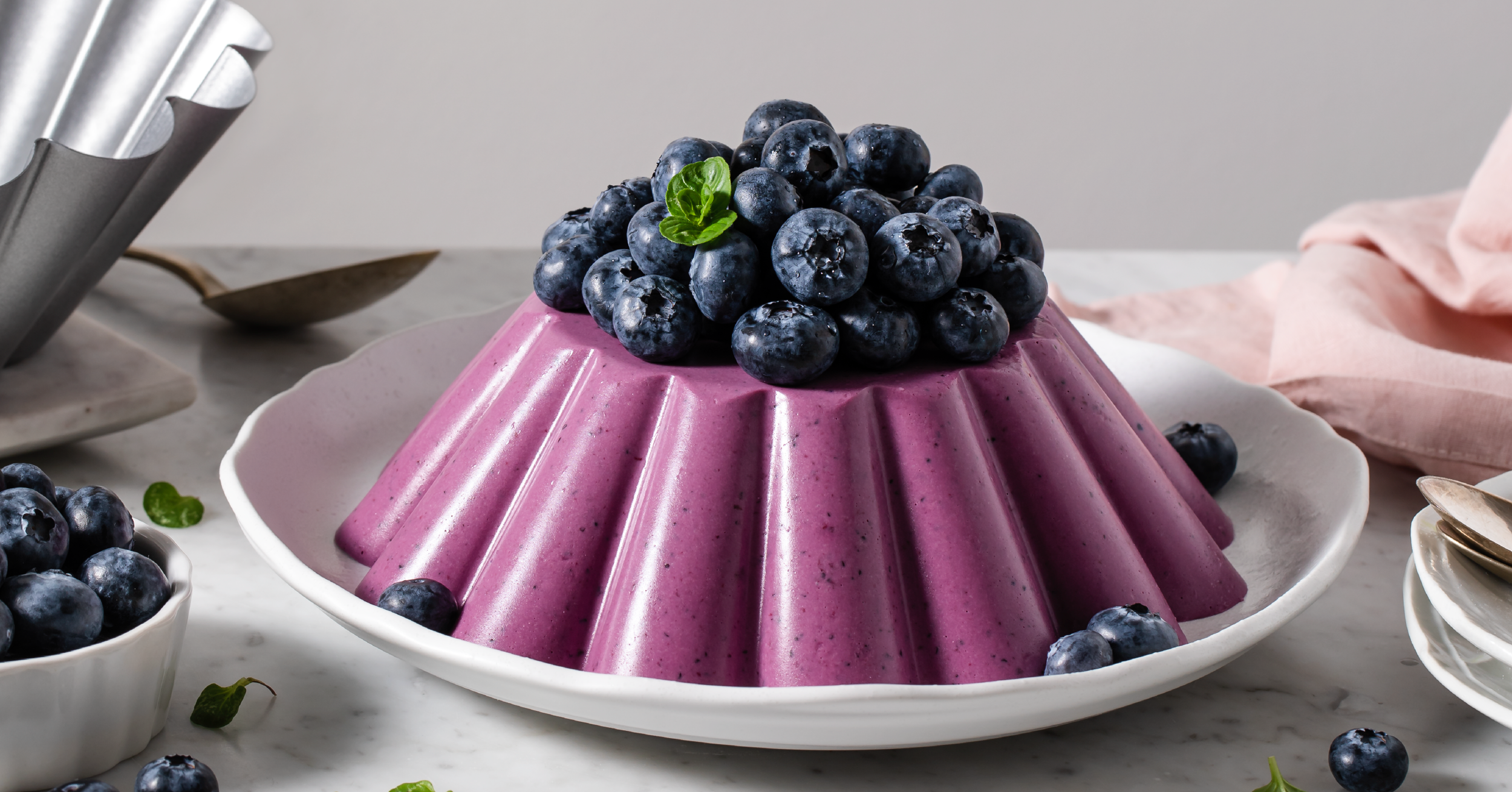 Panna cotta with yogurt and blueberries