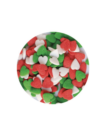 Sprinkles Mix Cuori Grandi Rosso Bianco e Verde